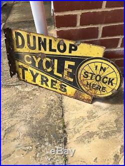Dunlop cycle tyres sign. Enamel sign. Vintage sign. Like Goodyear Michelin