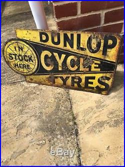 Dunlop cycle tyres sign. Enamel sign. Vintage sign. Like Goodyear Michelin