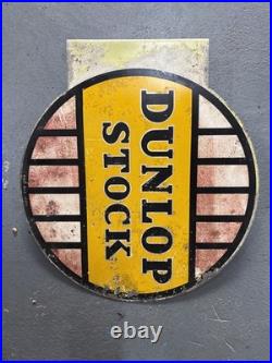 Dunlop stock double sided vintage Hanging enamel sign Rare 1951