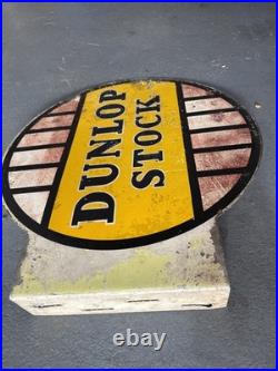 Dunlop stock double sided vintage Hanging enamel sign Rare 1951
