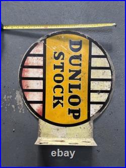 Dunlop stock double sided vintage Hanging enamel sign Rare 1951
