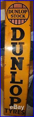 Dunlop vintage sign stock approx 5ft tall tyres 1950's enamel garage cars