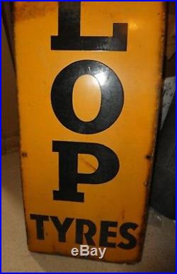Dunlop vintage sign stock approx 5ft tall tyres 1950's enamel garage cars