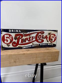 ENAMEL -PEPSI-COLA Porcelain-vintage style Sign RETRO Ande Rooney Patina 18