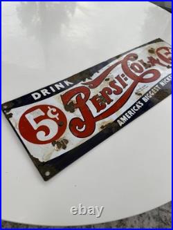 ENAMEL -PEPSI-COLA Porcelain-vintage style Sign RETRO Ande Rooney Patina 18