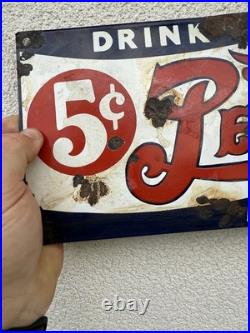ENAMEL -PEPSI-COLA Porcelain-vintage style Sign RETRO Ande Rooney Patina 18