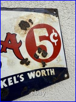 ENAMEL -PEPSI-COLA Porcelain-vintage style Sign RETRO Ande Rooney Patina 18