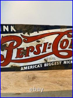 ENAMEL -PEPSI-COLA Porcelain-vintage style Sign RETRO Ande Rooney Patina 18