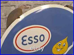 ESSO Enamel Sign ø 16.1 (41cm) Nice Retro Porcelain Vintage Showroom Wall Decor