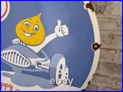 ESSO Enamel Sign ø 16.1 (41cm) Nice Retro Porcelain Vintage Showroom Wall Decor