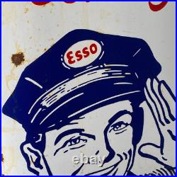ESSO Enamel Sign 19.7x15.7 (50x40cm) Nice Retro Old Gas Station Vintage Signage ESSO Enamel Sign 19.7x15.7 (50x40cm) Nice Retro Old Gas Station Vintage Signage