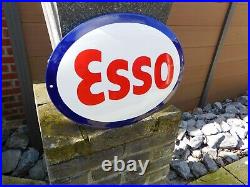 ESSO Petroleum Oil Gas Gasoiline Vintage Look Porcelain Enamel Garage Wall Sign