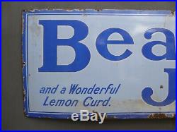 Early Antique Vintage Beaches Jams & Lemon Curd Enamel Advertising Sign