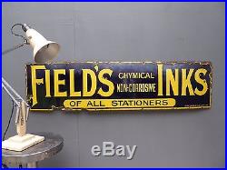 Early Antique Vintage Fields Inks Enamel Advertising Sign