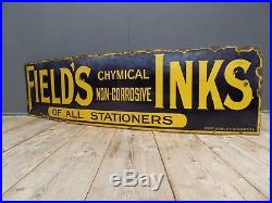 Early Antique Vintage Fields Inks Enamel Advertising Sign