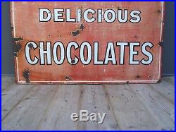 Early Antique Vintage Frys Chocolates Enamel Advertising Sign