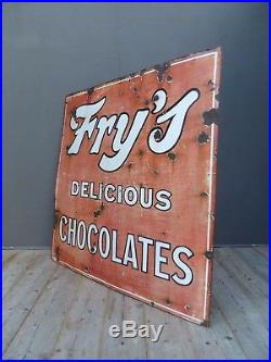 Early Antique Vintage Frys Chocolates Enamel Advertising Sign