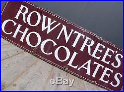 Early Antique Vintage Rowntrees Chocolates Enamel Advertising Sign