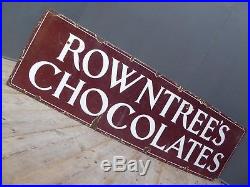 Early Antique Vintage Rowntrees Chocolates Enamel Advertising Sign