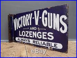 Early Antique Vintage Victory V Gums & Lozenges D/S Enamel Advertising Sign
