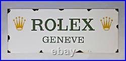 Elegant and Large Vintage Rolex Enamel and Metal Sign