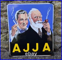 Enamel Advertising Sign Original Vintage 1953 French Ajja Cigarettes