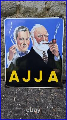 Enamel Advertising Sign Original Vintage 1953 French Ajja Cigarettes
