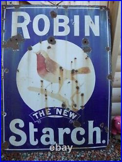 Enamel Advertising Sign Vintage Robin Starch