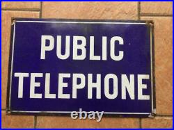 Enamel Public Telephone Sign Vintage