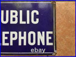 Enamel Public Telephone Sign Vintage