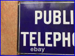 Enamel Public Telephone Sign Vintage