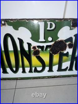 Enamel Sign Advertising Penny Monsters. Vintage Sign