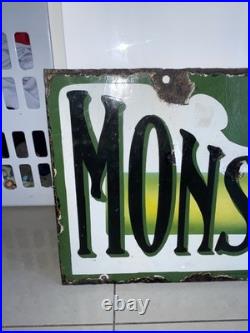 Enamel Sign Advertising Penny Monsters. Vintage Sign