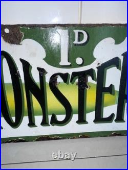 Enamel Sign Advertising Penny Monsters. Vintage Sign