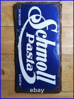 Enamel Sign Advertising Vintage Schmoll Pasta Original Old Retro Antique Vintage
