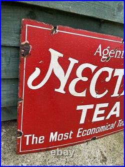 Enamel Sign Agent For Nectar Tea, Metal, Vintage Advertising Advertising Sign