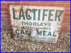 Enamel Sign Antique Vintage Advertising Lactifer Calf Feeds