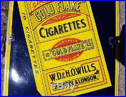 Enamel Sign. Antique Vintage advertising. WILLS GOLD FLAKE. Pictorial