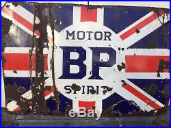 Enamel Sign BP Motor Spirit 54x36 Vintage Antique Classic Car Garage Old Rare