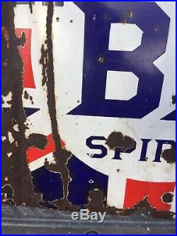 Enamel Sign BP Motor Spirit 54x36 Vintage Antique Classic Car Garage Old Rare