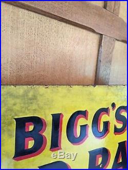 Enamel Sign Biggs Original Old Rare Advertising Antique Tobacco Cigarette Vintag