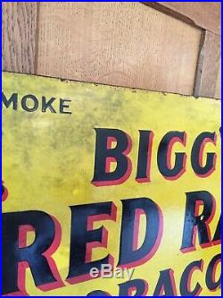 Enamel Sign Biggs Original Old Rare Advertising Antique Tobacco Cigarette Vintag