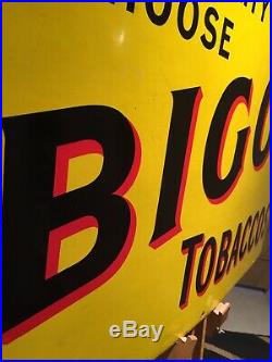 Enamel Sign Biggs Tobaccos Original Old Rare Antique Advertising Vintage 1940s