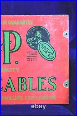 Enamel Sign Board Old Vintage Advertising J. P. Cables London Collectibles PH-43