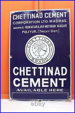 Enamel Sign Board Old Vintage Chettinad Cement Advertising Collectible E-42