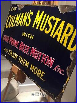 Enamel Sign Colmans Original Old Rare Advertising Antique Collectable Vintage