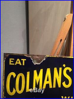 Enamel Sign Colmans Original Old Rare Advertising Antique Collectable Vintage