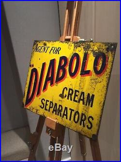 Enamel Sign Diablo Dairy Antique Rare Old Advertising Original Farming Vintage