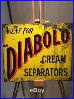 Enamel Sign Diablo Dairy Antique Rare Old Advertising Original Farming Vintage