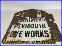 Enamel Sign GOODS RECEIVED MORTIMER'S PLYMORTH DYE WORKS Dye Works Double Sided